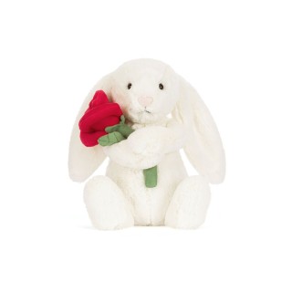 CREAM BUNNY WITH ROSE - JELLYCAT