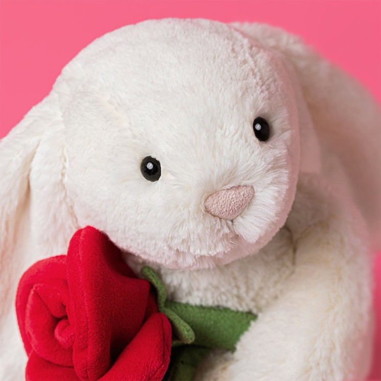 CREAM BUNNY WITH ROSE - JELLYCAT