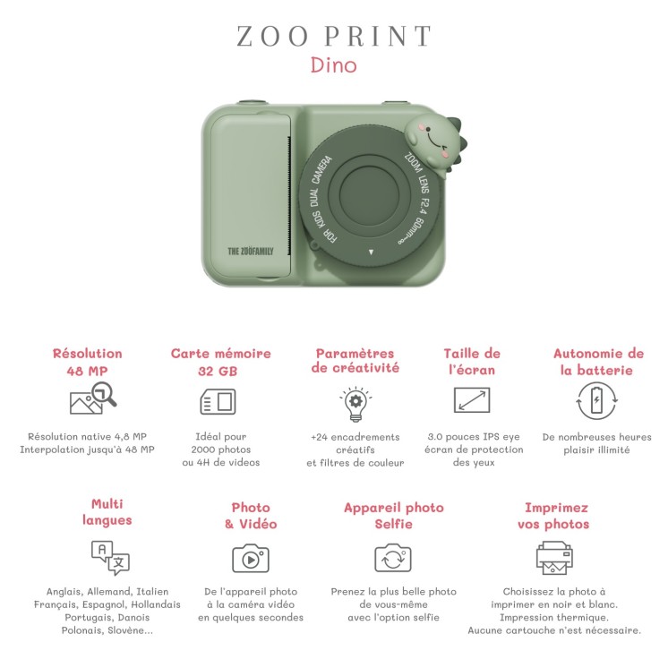 ZOO PRINT DINO - THE ZOO FAMILY