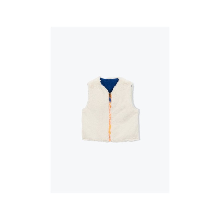 GILET VELOURS BLEU REVERSIBLE GUILLAUME - ARSENE ET LES PIPELETTES