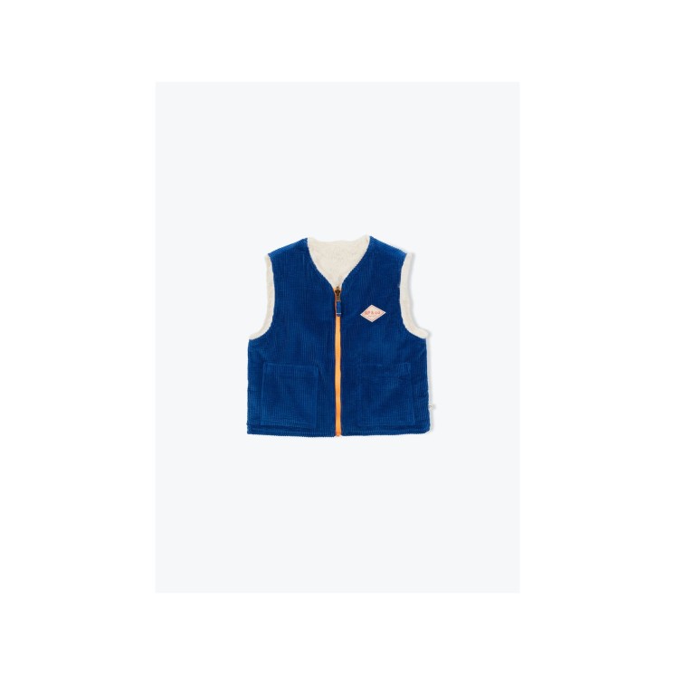GILET VELOURS BLEU REVERSIBLE GUILLAUME - ARSENE ET LES PIPELETTES